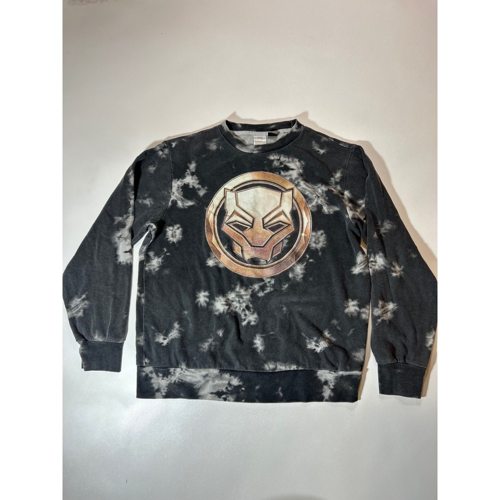 Marvel Black Panther Sweatshirt Mens Medium Black Wakanda Forever Tie Dye